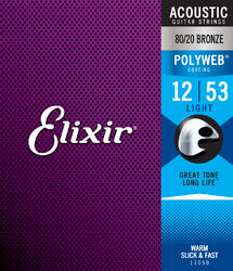 Acoustic guitar strings Elixir Acoustic 11050 Polyweb 80/20 Bronze 12-53 - Set of strings