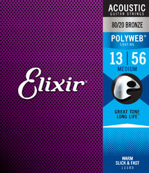 Acoustic guitar strings Elixir Polyweb 11100 Acoustic Medium 13-56 - Set of strings