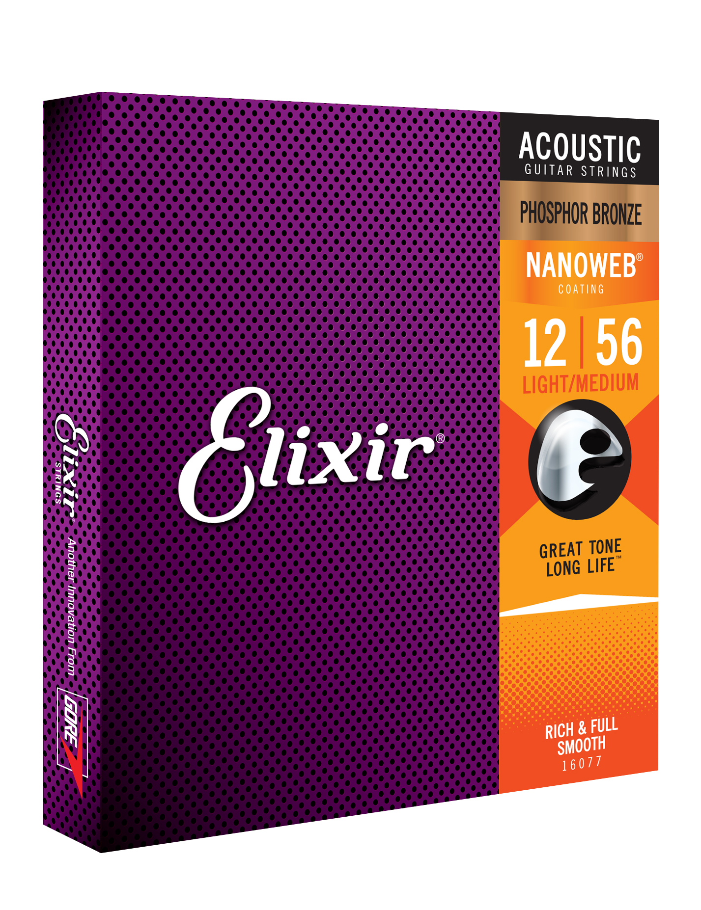 Elixir Jeu De 6 Cordes Acoustic (6) 16077 Nanoweb Phosphore Bronze 12-056 - Acoustic guitar strings - Variation 1