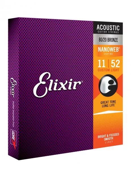 Acoustic guitar strings Elixir Acoustic (6) Nanoweb 80/20 Bronze 11-52 - set of strings