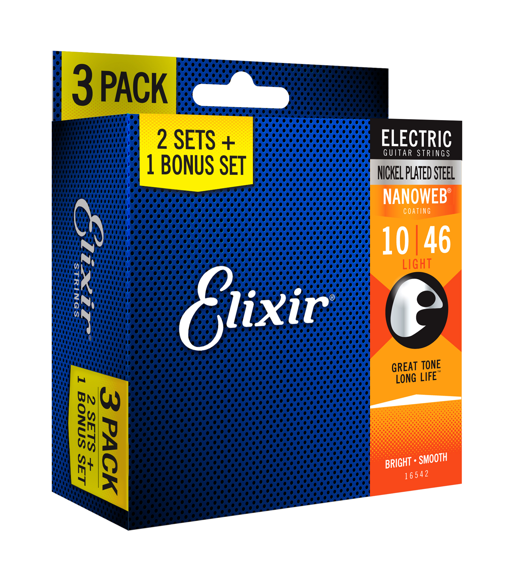 Elixir Pack De 3 Jeux 12052 Nanoweb 10-46 - Acoustic guitar strings - Variation 1