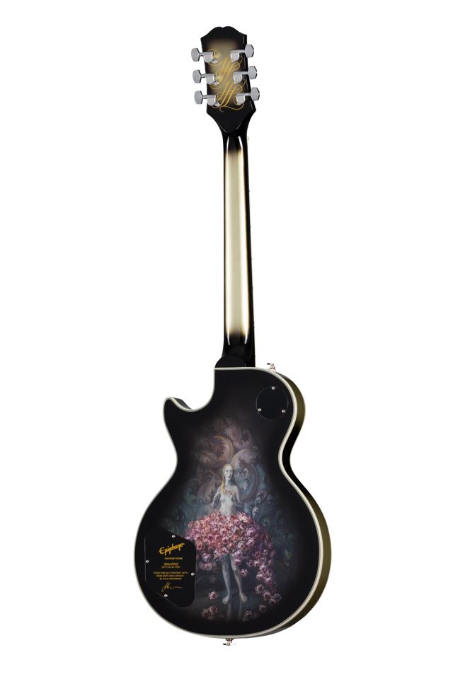 Epiphone Adam Jones Les Paul Custom Julie Heffernans Self Portrait Rose Art Ltd 2h Ht Eb - Antique Silverburst - Single cut electric guitar - Variatio