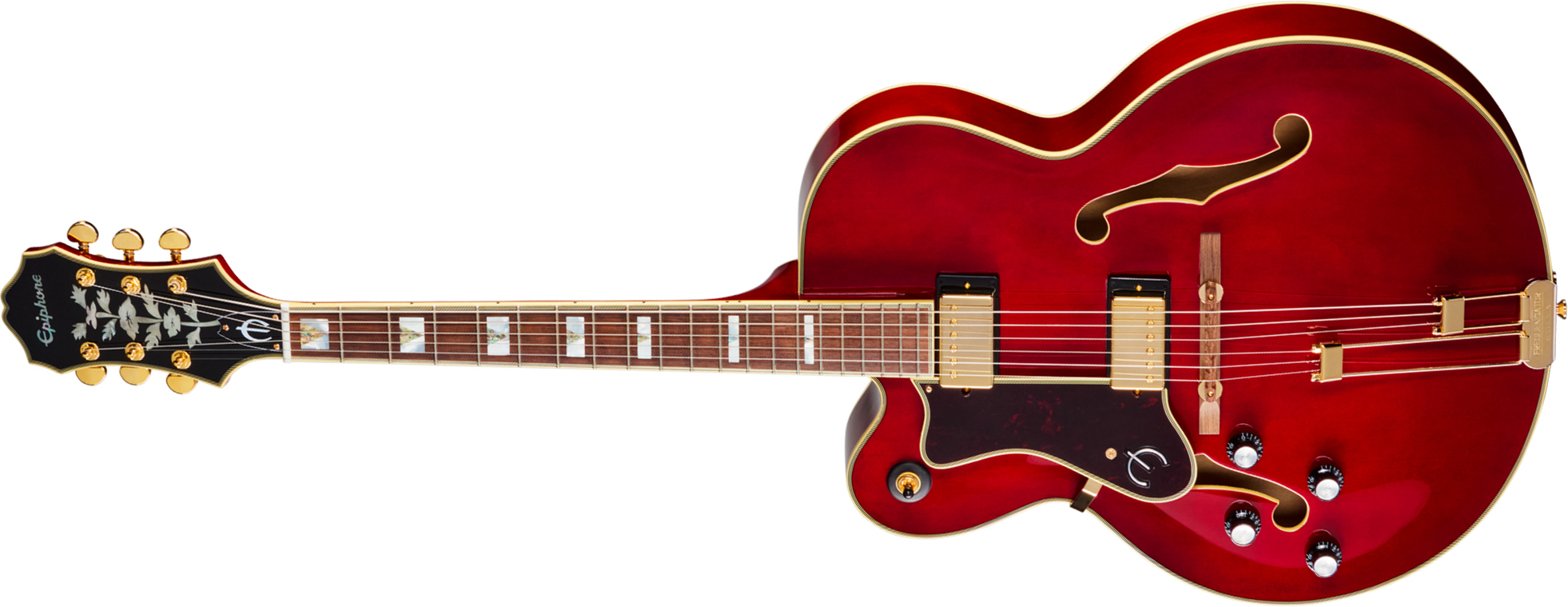Epiphone Broadway Lh Original Archtops Gaucher 2h Ht Rw - Wine Red - Hollow-body electric guitar - Main picture