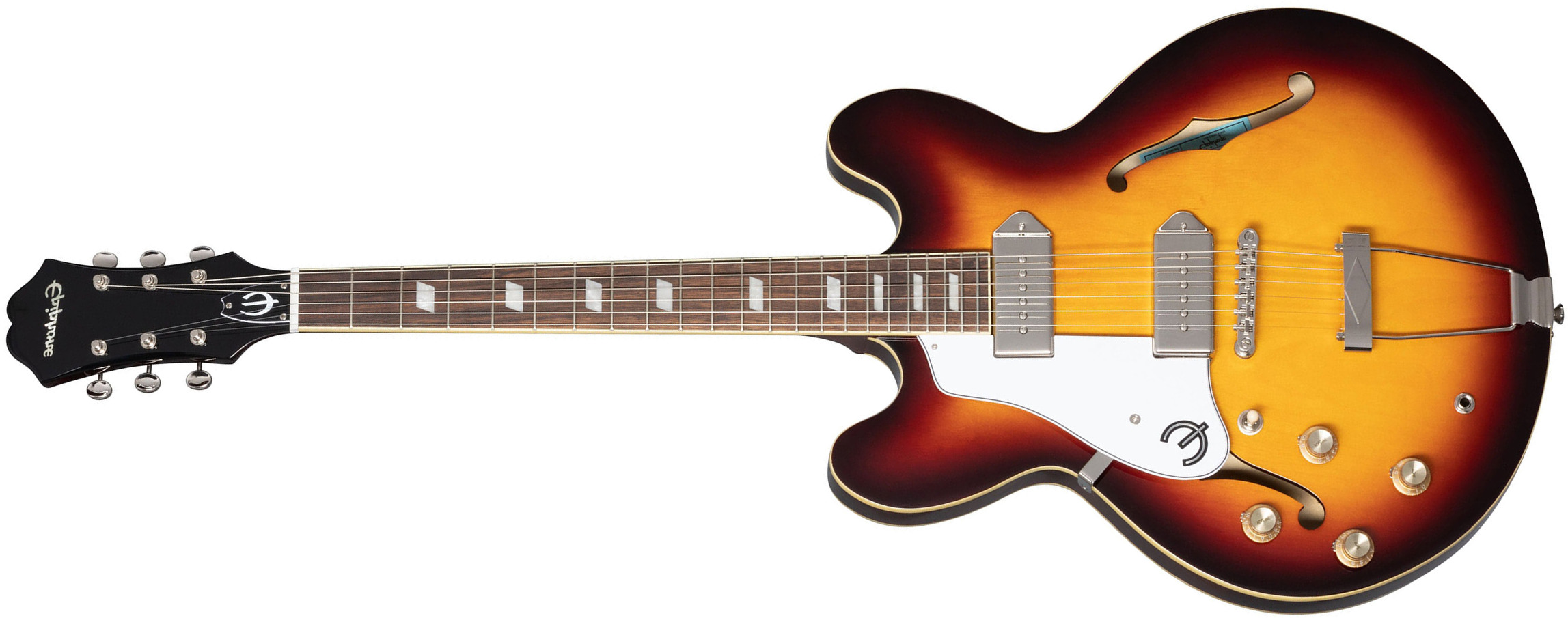 Epiphone Casino Archtop 2023 Lh Gaucher 2s P90 Ht Lau - Vintage Sunburst - Semi-hollow electric guitar - Main picture