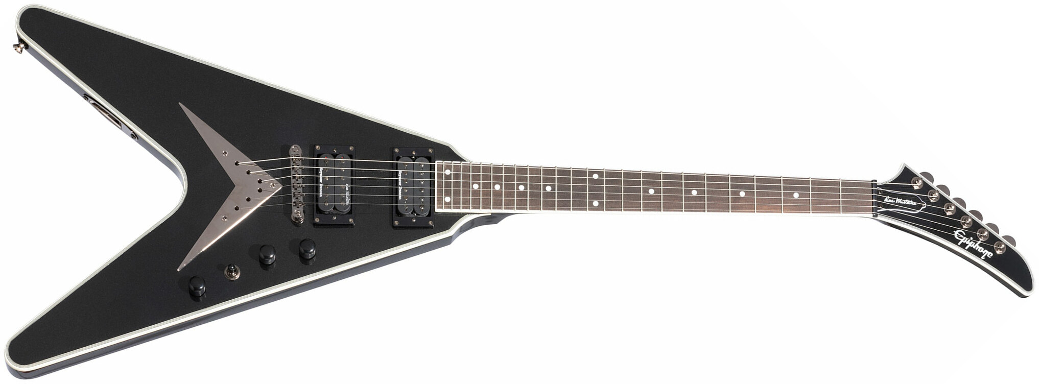 Epiphone Dave Mustaine Flying V Prophecy 2h Fishman Fluence Ht Eb - Black Metallic - Metal electric guitar - Main picture