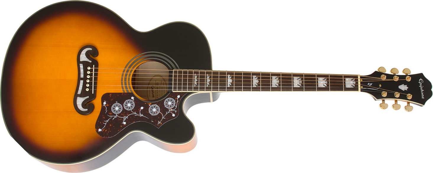 Epiphone Ej-200sce 2018 Jumbo Cw Epicea Erable Pf - Vintage Sunburst - Electro acoustic guitar - Main picture