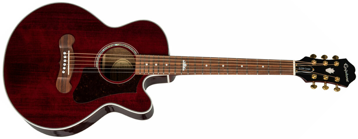 Epiphone Ej-200se Coupe Mini Jumbo Cw Epicea Ovangkol Pf - Wine Red - Electro acoustic guitar - Main picture