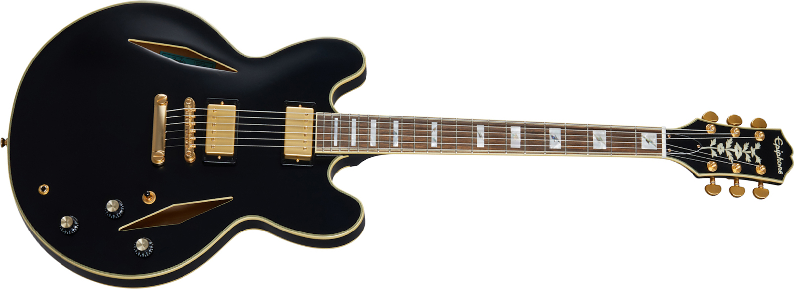 Epiphone Emily Wolfe Sheraton Stealth 2h Ht Lau - Black Aged - Semi-hollow electric guitar - Main picture