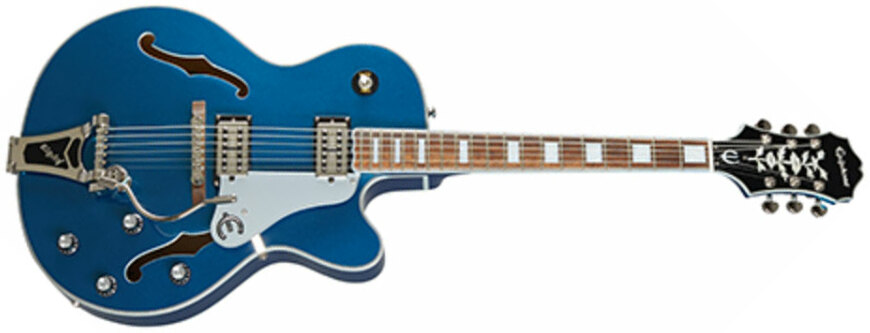 Epiphone Emperor Swingster Archtop 2h Trem Lau - Delta Blue Metallic - Hollow-body electric guitar - Main picture