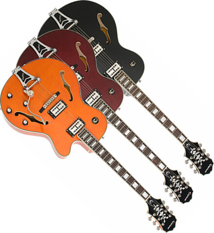 Epiphone Emperor Swingster Bigsby Gh Trans Black - Semi-hollow electric guitar - Main picture