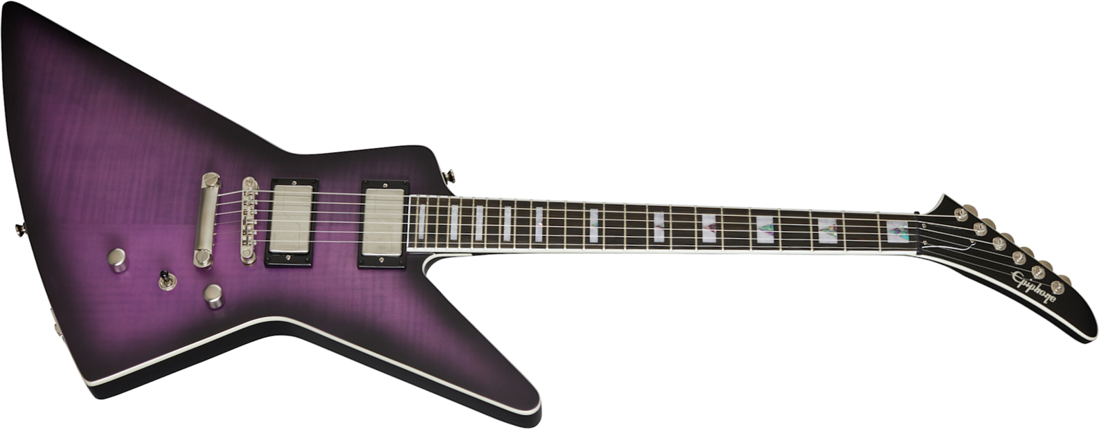 Epiphone Extura Prophecy Modern Explorer 2h Fishman Fluence Ht Eb - Purple Tiger Aged - Retro rock electric guitar - Main picture