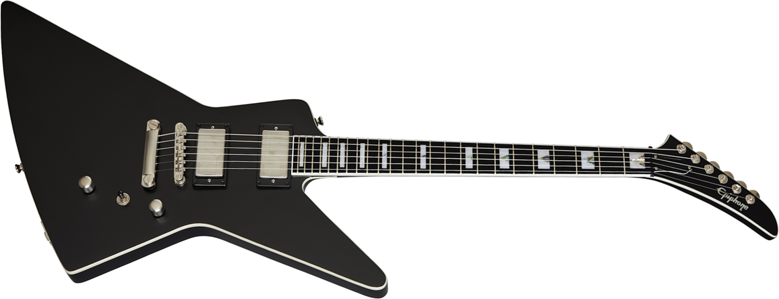 Epiphone Extura Prophecy Modern Explorer 2h Fishman Fluence Ht Eb - Black Aged - Retro rock electric guitar - Main picture