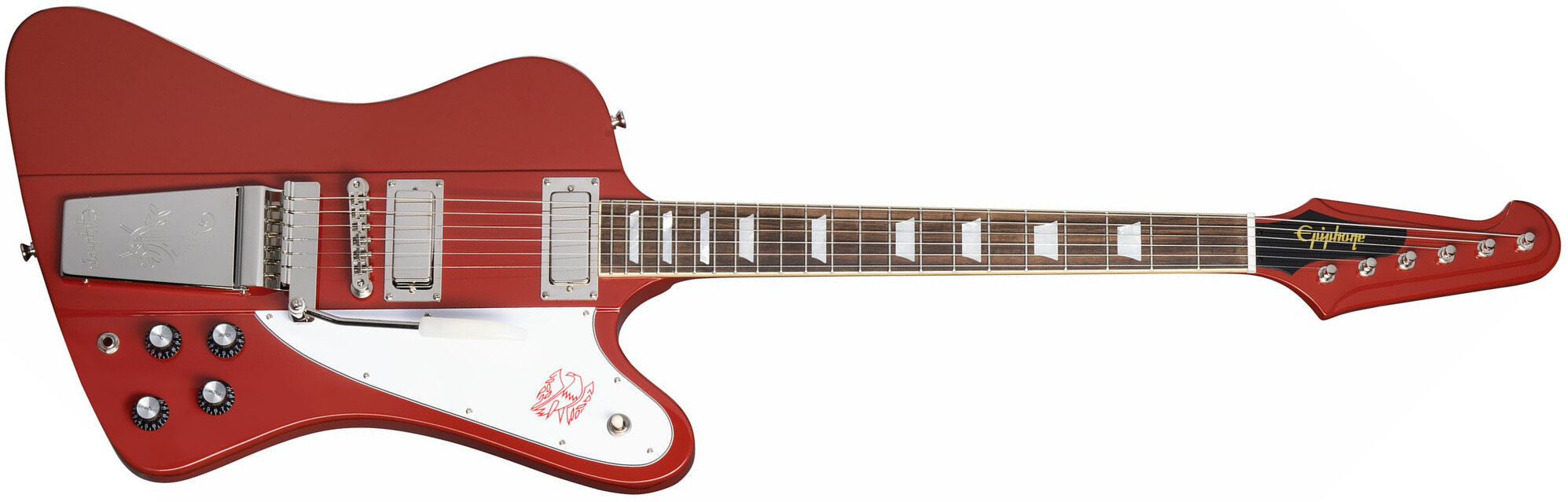 Epiphone Firebird V 1963 Maestro Vibrola Inspired By Gibson Custom 2mh Trem Lau - Ember Red - Retro rock electric guitar - Main picture