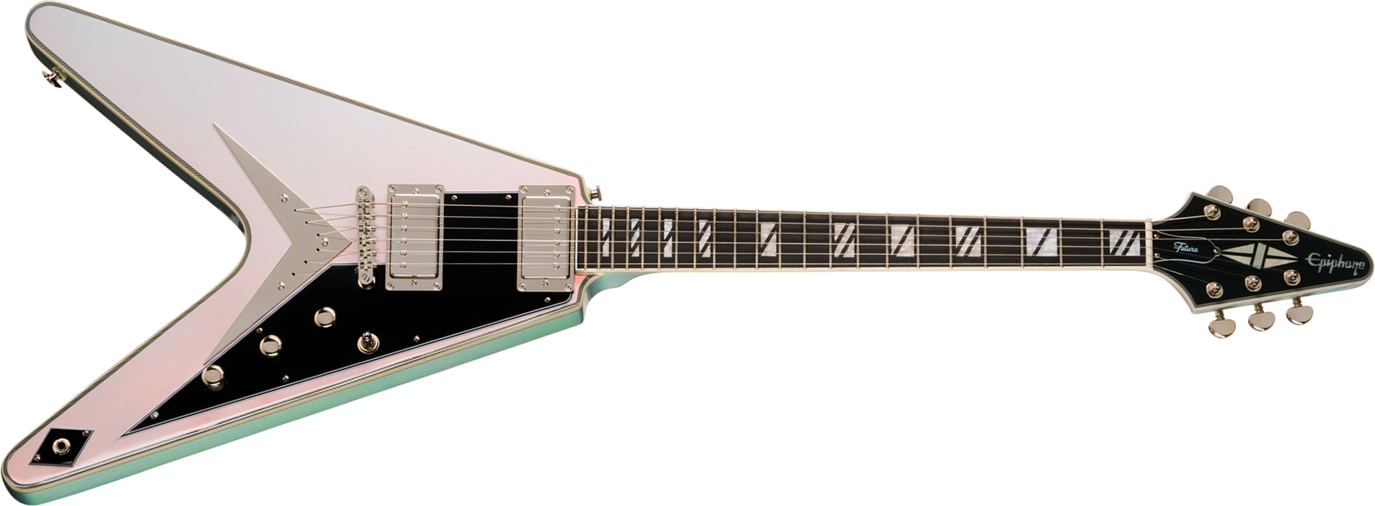 Epiphone Flying V Custom Futura Ibg 2h Ht Eb - Quicksilver Shift - Metal electric guitar - Main picture