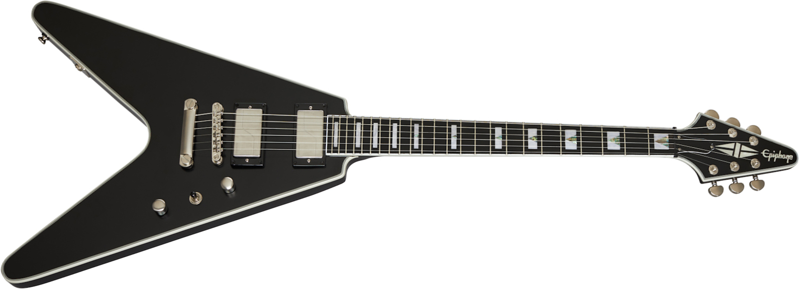Epiphone Flying V Prophecy Modern 2h Fishman Fluence Ht Eb - Black Aged - Retro rock electric guitar - Main picture
