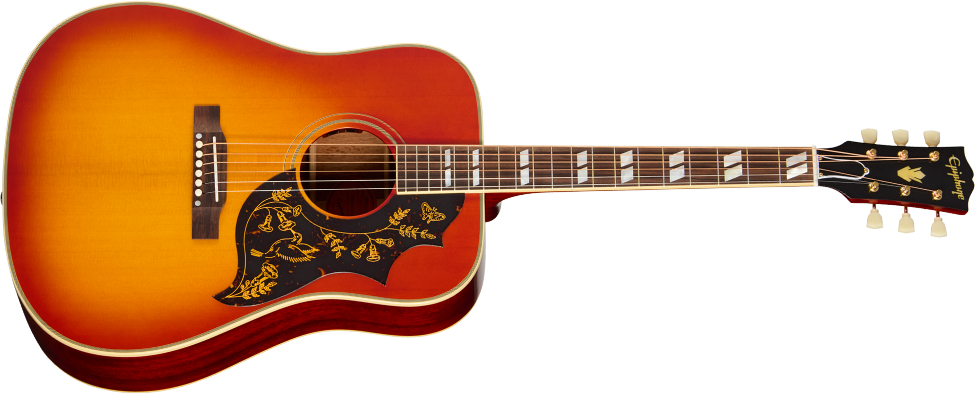 Epiphone Hummingbird 1960 Reissue Inspired By Gibson Dreadnought Epicea Acajou Rw - Heritage Cherry Sunburst - Folk guitar - Main picture