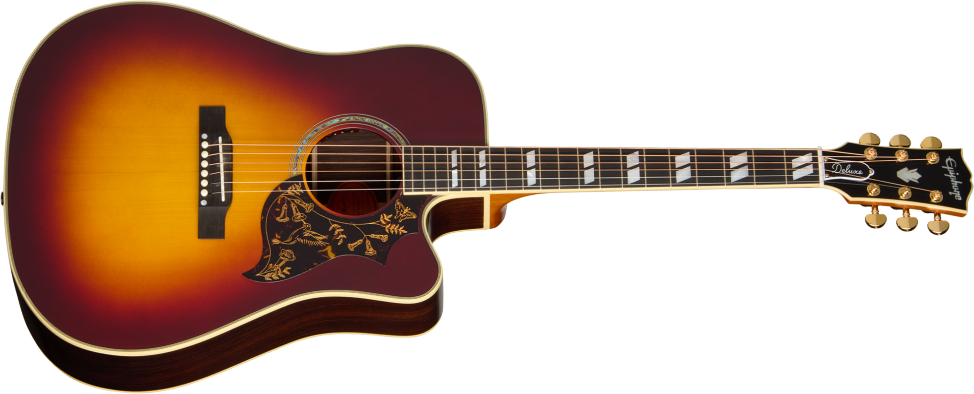 Epiphone Hummingbird Deluxe Ec Inspired By Gibson Dreadnought Cw Epicea Palissandre Eb - Autumn Burst - Folk guitar - Main picture