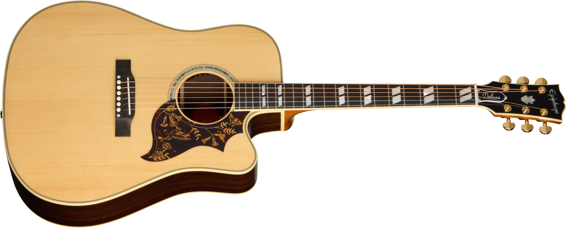 Epiphone Hummingbird Deluxe Ec Inspired By Gibson Dreadnought Cw Epicea Palissandre Eb - Natural - Folk guitar - Main picture