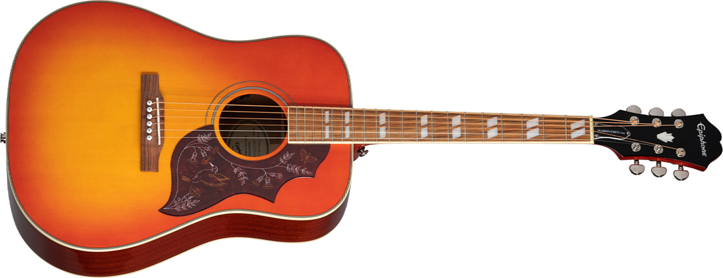 Epiphone Hummingbird Studio Dreadnought Epicea Acajou Pf - Faded Cherry - Electro acoustic guitar - Main picture