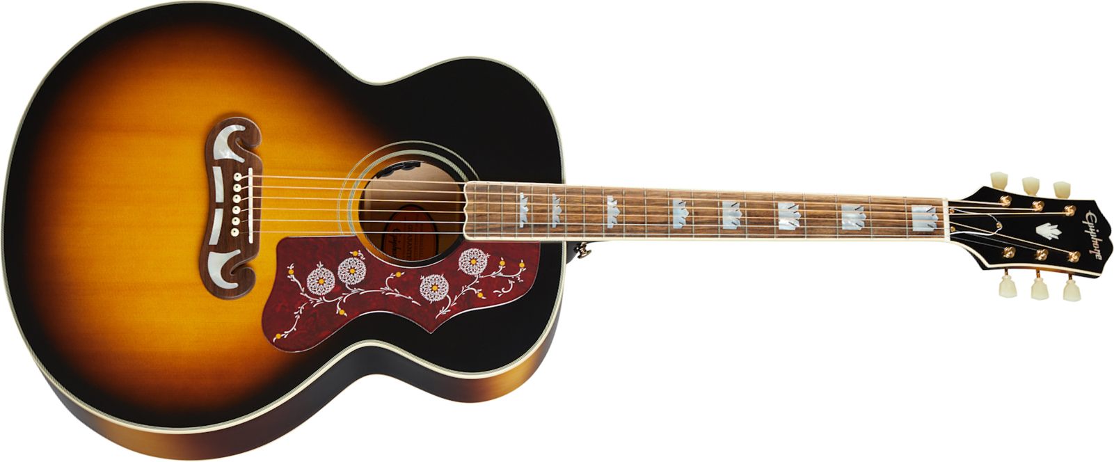 Epiphone J-200 Inspired By Gibson Jumbo Epicea Erable Lau - Aged Vintage Sunburst - Electro acoustic guitar - Main picture