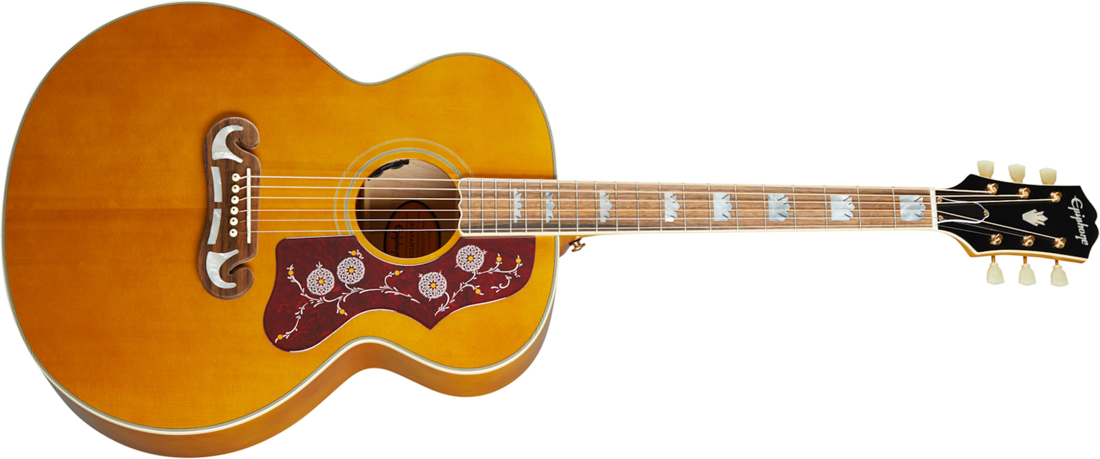 Epiphone J-200 Inspired By Gibson Jumbo Epicea Erable Lau - Aged Antique Natural - Electro acoustic guitar - Main picture