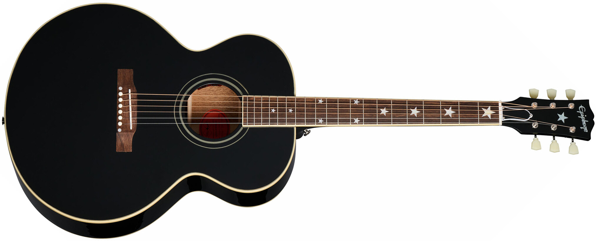 Epiphone J180 Ls Inspired By Jumbo Epicea Acajou Lau - Ebony - Electro acoustic guitar - Main picture