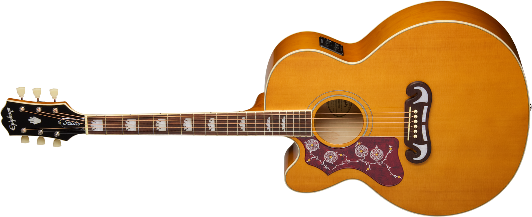 Epiphone J200 Studio Ec Lh Gaucher Ibg Jumbo Cw Epicea Acajou Rw - Natural - Folk guitar - Main picture