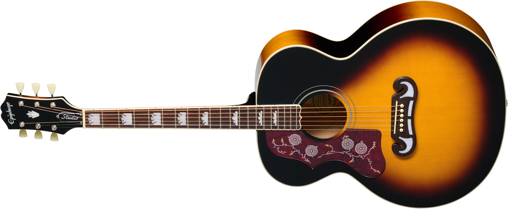 Epiphone J200 Studio Lh Gaucher Ibg Jumbo Epicea Acajou Rw - Vintage Sunburst - Folk guitar - Main picture