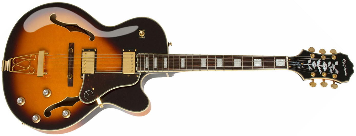 Epiphone Joe Pass Emperor Ii Pro 2018 Signature Hh Ht Pf - Vintage Sunburst - Hollow-body electric guitar - Main picture