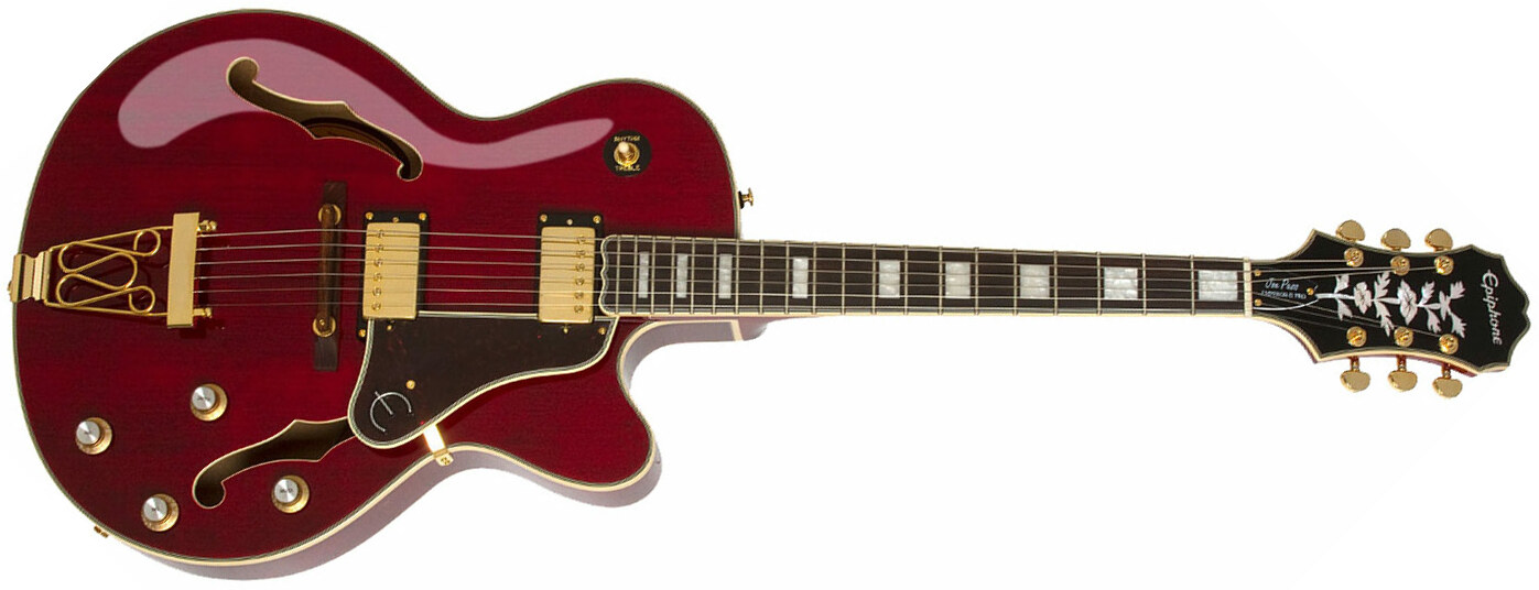 Epiphone Joe Pass Emperor Ii Pro 2018 Signature Hh Ht Pf - Wine Red - Hollow-body electric guitar - Main picture