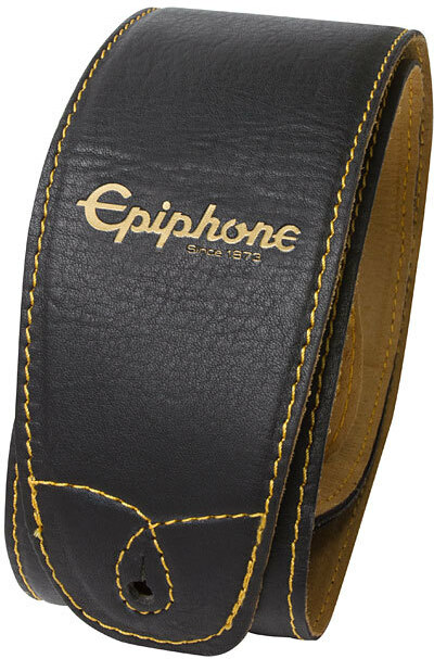 Epiphone Leather Guitar Strap Cuir 3inc Black - Guitar strap - Main picture