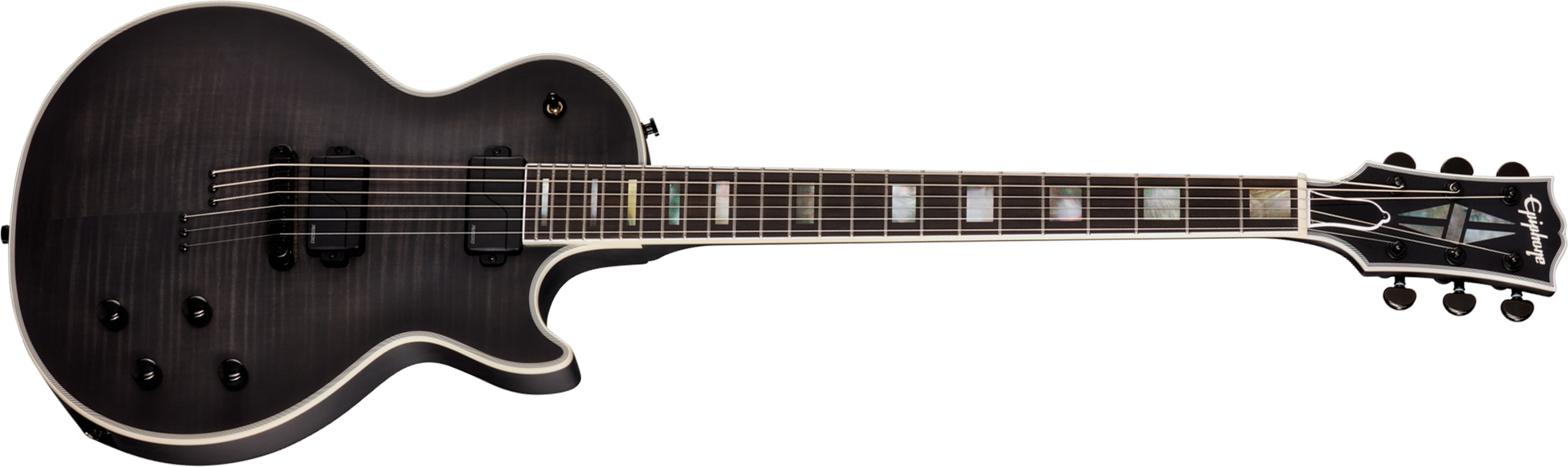 Epiphone Les Paul Baritone Prophecy Modern 2h Fishman Fluence Ht Eb - Obsidian Storm Satin - Baritone guitar - Main picture