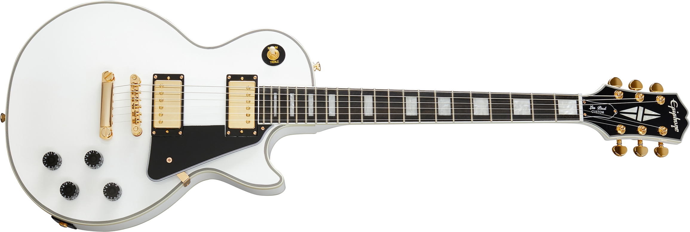 Epiphone Les Paul Custom 2h Ht Eb - Alpine White - Single cut electric guitar - Main picture