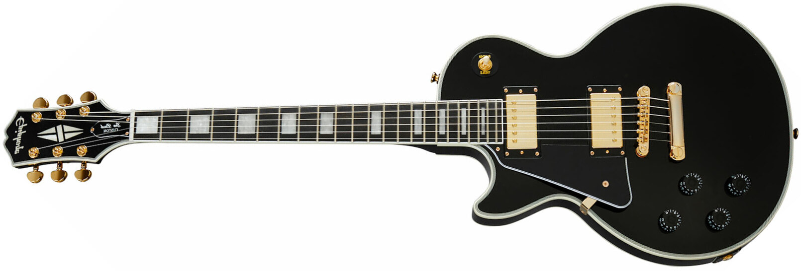 Epiphone Les Paul Custom Lh Gaucher 2h Ht Eb - Ebony - Left-handed electric guitar - Main picture