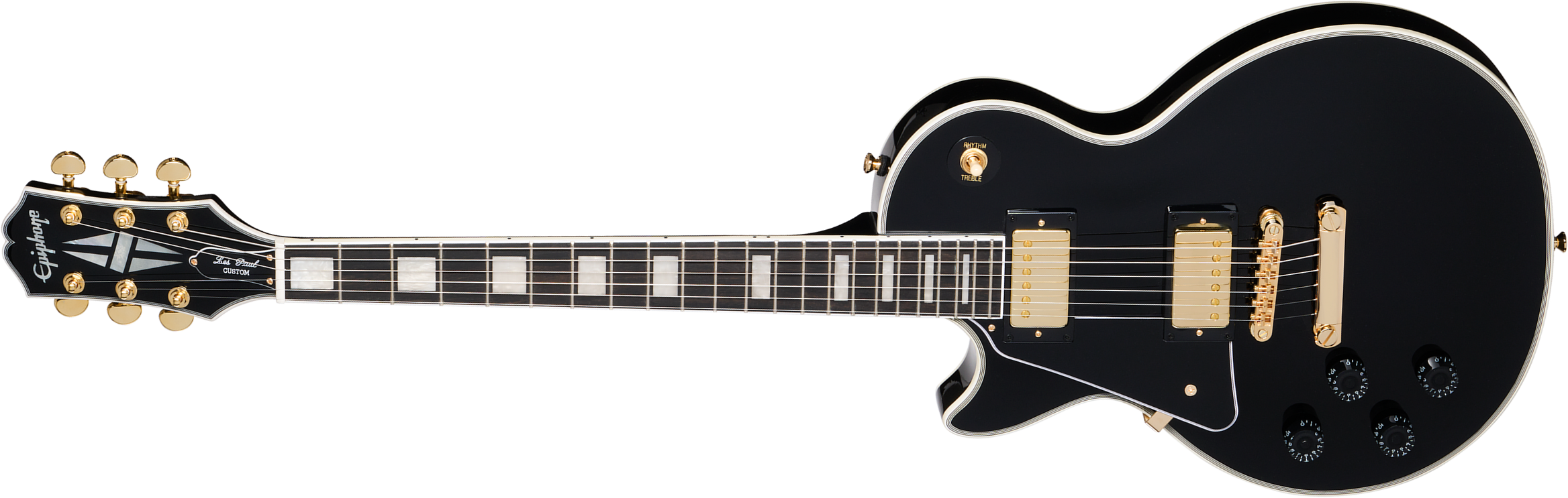 Epiphone Les Paul Custom Lh Insp. By Gibson Original Gaucher 2h Ht Eb - Ebony - Single cut electric guitar - Main picture