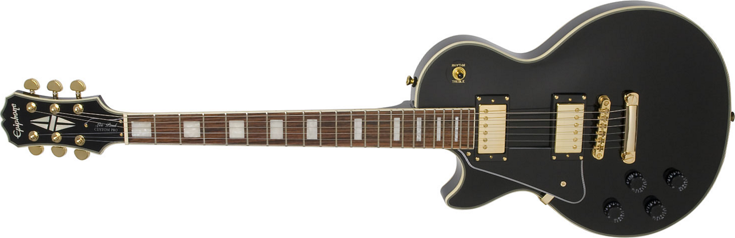 Epiphone Les Paul Custom Pro Lh Gaucher - Ebony - Left-handed electric guitar - Main picture