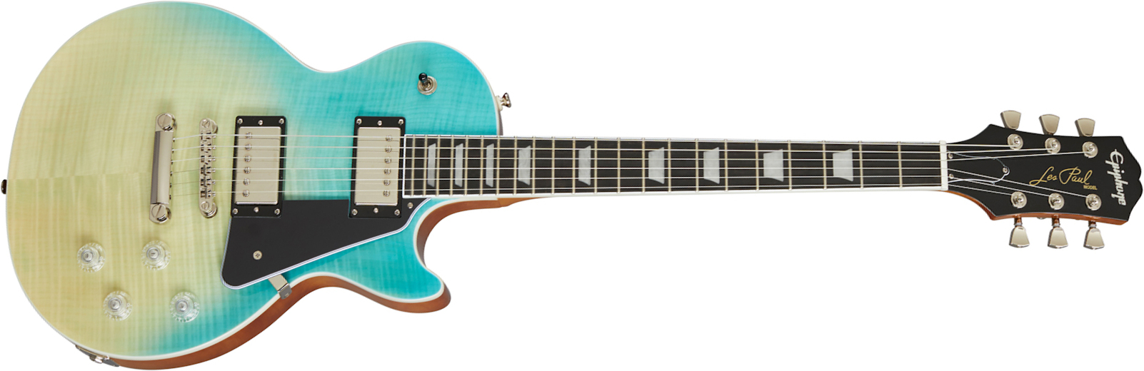 Epiphone Les Paul Modern Figured 2h Ht Eb - Caribbean Blue Fade - Single cut electric guitar - Main picture