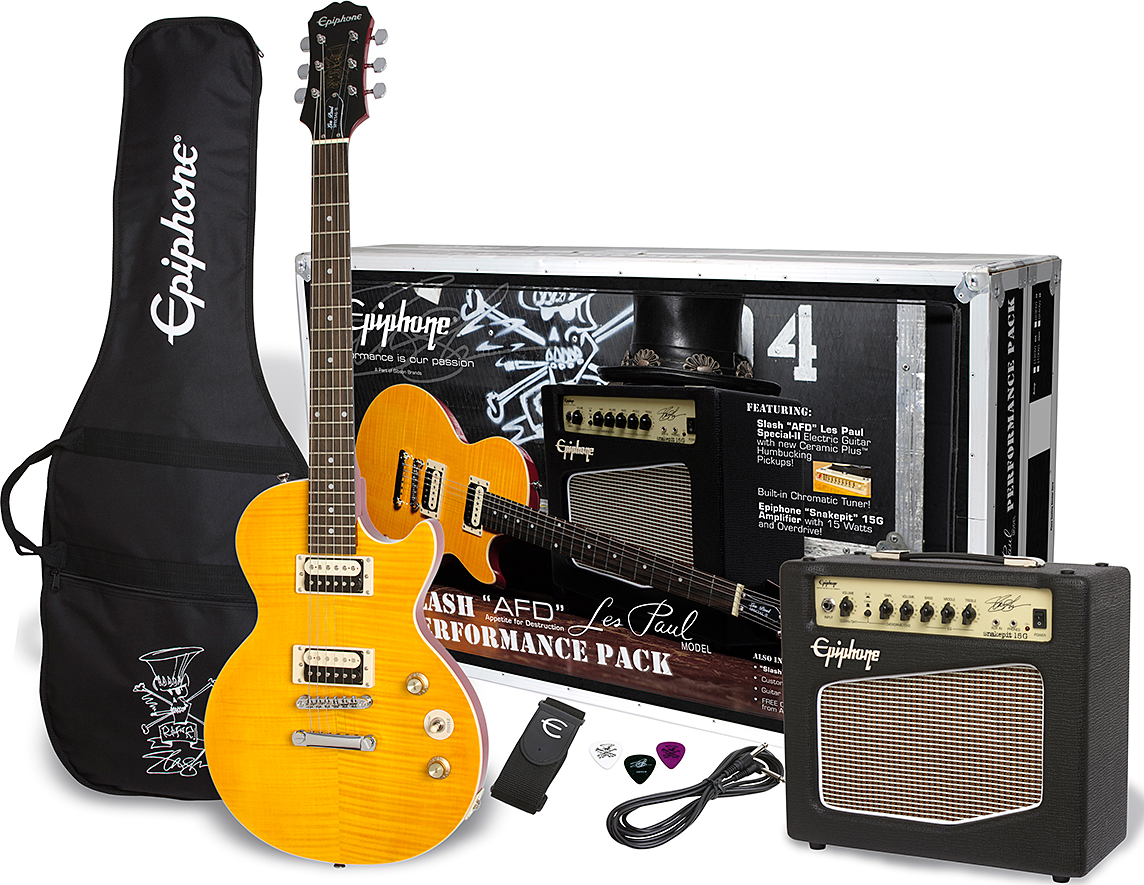 Epiphone Les Paul Slash Afd Performance Pack Ch - Appetite Amber - Electric guitar set - Main picture