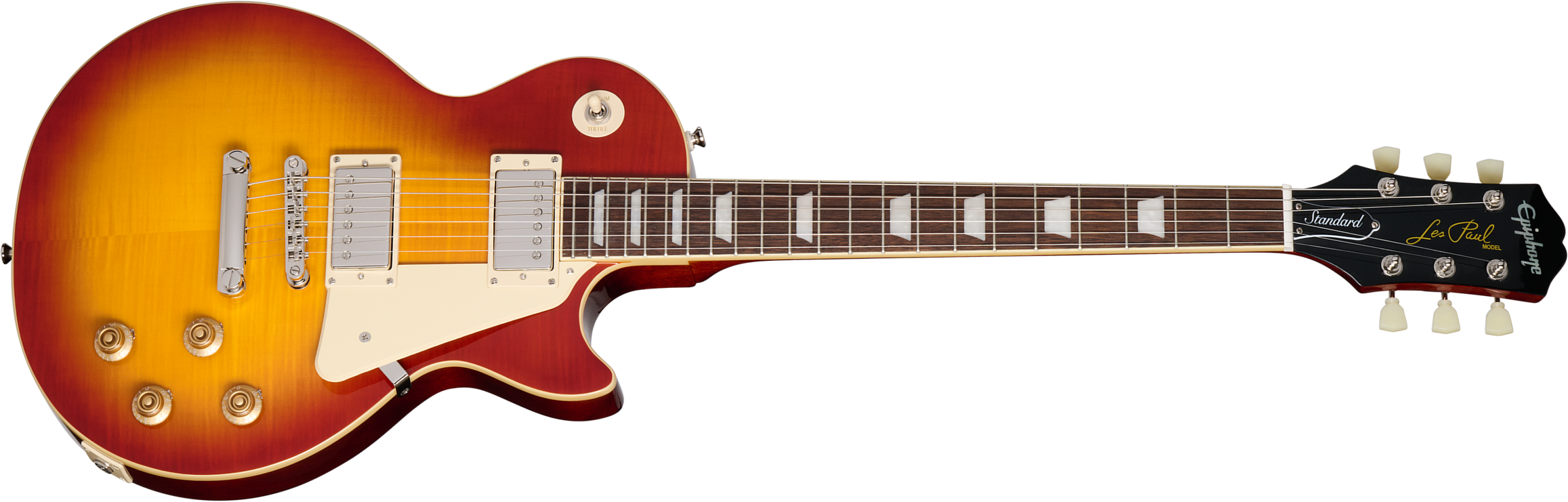 Epiphone Les Paul Standard 50s Figured Insp. By Gibson 2h Ht Lau - Washed Cherry Sunburst - Single cut electric guitar - Main picture
