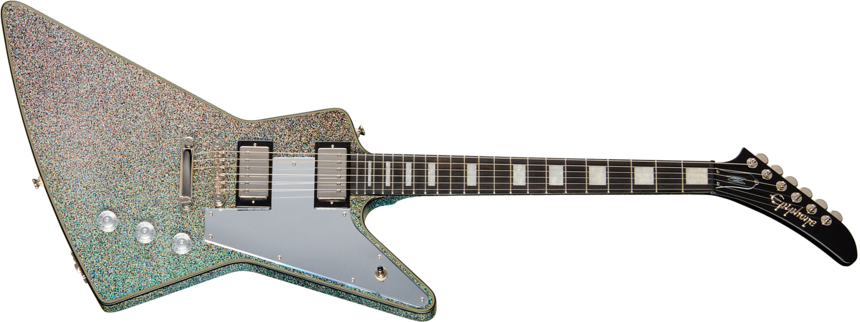 Epiphone Lzzy Hale Explorer Custom Signature 2h Ht Eb - Black Diamond Holographic Sparkle - Metal electric guitar - Main picture