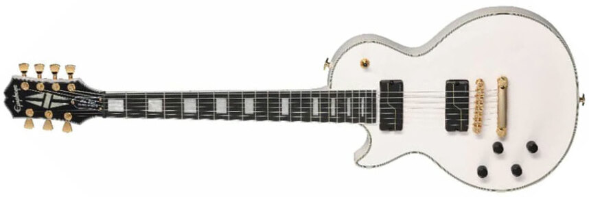 Epiphone Matt Heafy Les Paul Custom Origins 7c Lh Signature Gaucher 2h Fishman Fluence Ht Eb - Bone White - Left-handed electric guitar - Main picture