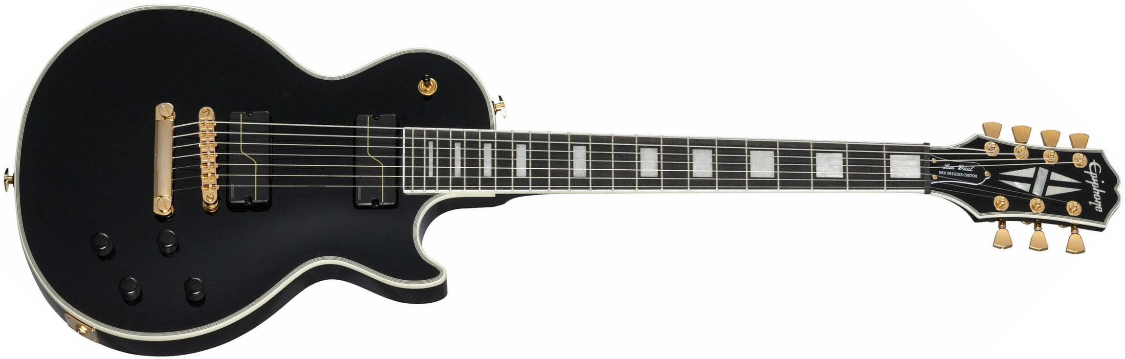 Epiphone Matt Heafy Les Paul Custom Origins 7c Signature 2h Fishman Fluence Custom Ht Eb - Ebony - 7 string electric guitar - Main picture