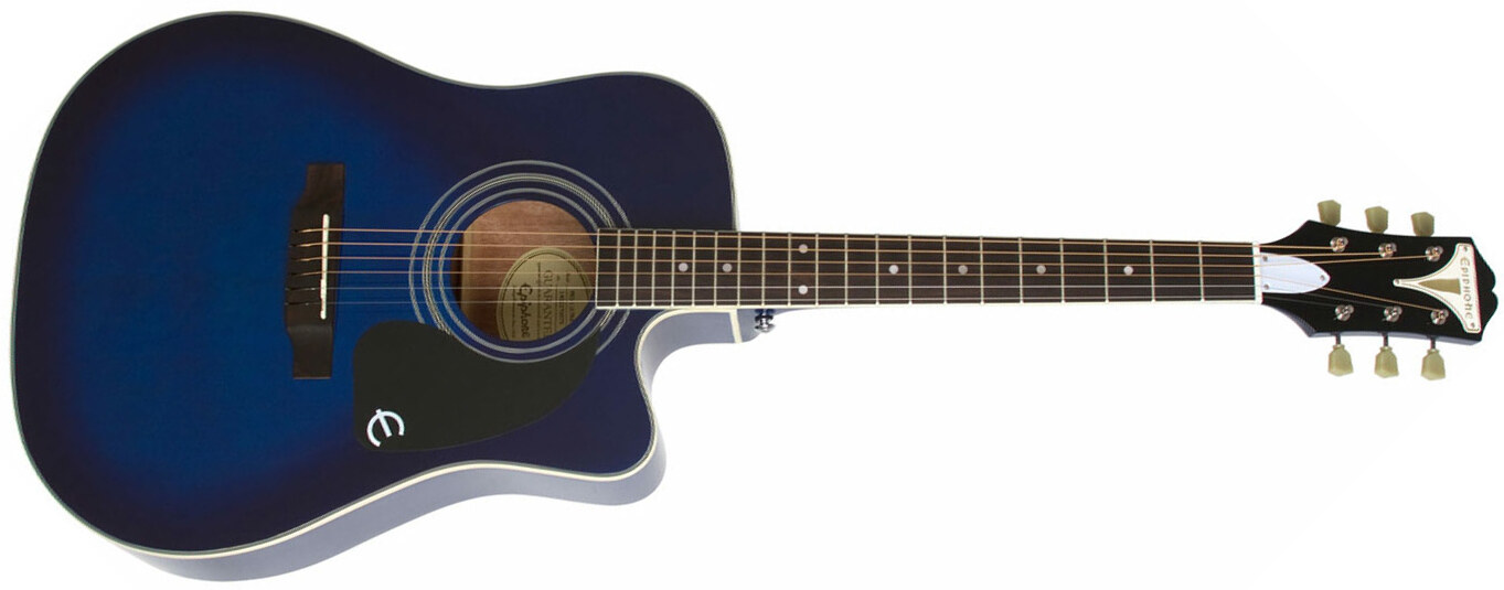 Epiphone Pro-1 Ultra Acoustic Dreadnought Cw Epicea Acajou - Translucent Blue - Electro acoustic guitar - Main picture