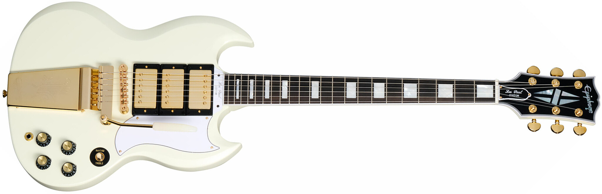 Epiphone Sg Les Paul Custom 1963 Maestro Vibrola Inspired By 2h Trem Eb - Vos Classic White - Double cut electric guitar - Main picture