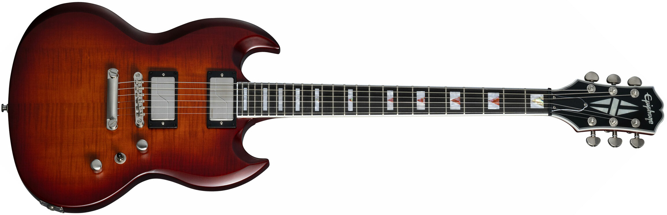 Epiphone Sg Prophecy Modern 2h Fishman Fluence Ht Eb - Aged Bengal Tiger Burst - Double cut electric guitar - Main picture