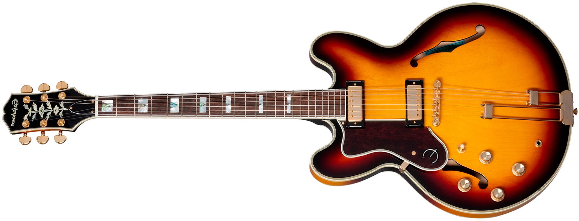 Epiphone Sheraton Lh Original Archtops Gaucher 2mh Ht Rw - Vintage Sunburst - Semi-hollow electric guitar - Main picture