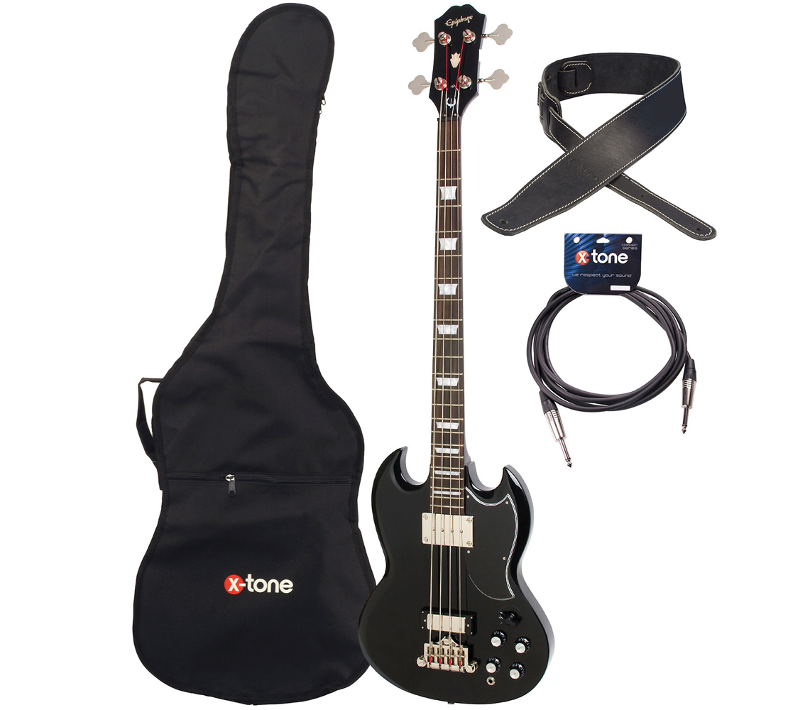 Epiphone Eb-3 + Housse + Sangle + Jack - Ebony - Electric bass set - Variation 1