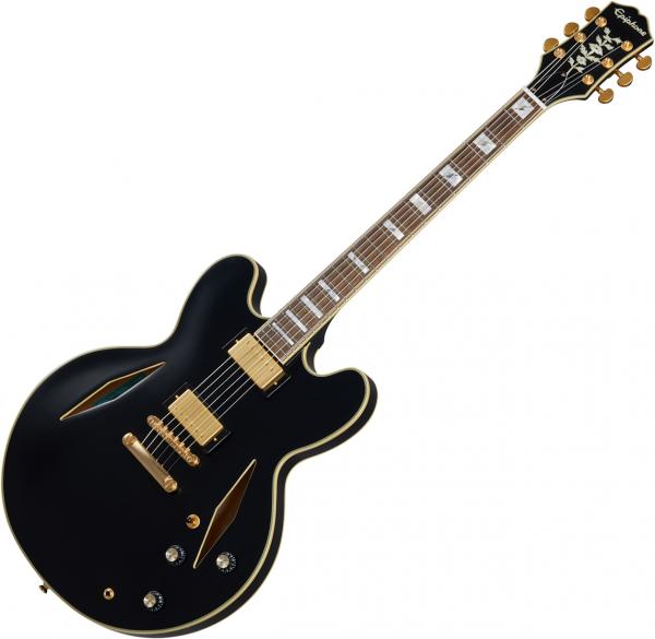 Semi-hollow electric guitar Epiphone Emily Wolfe Sheraton Stealth - black aged