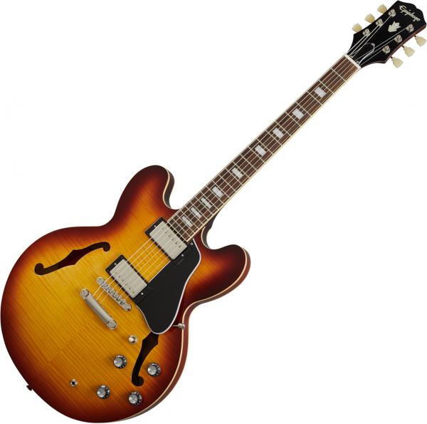 Semi-hollow electric guitar Epiphone Inspired By Gibson ES-335 Figured - Raspberry tea burst