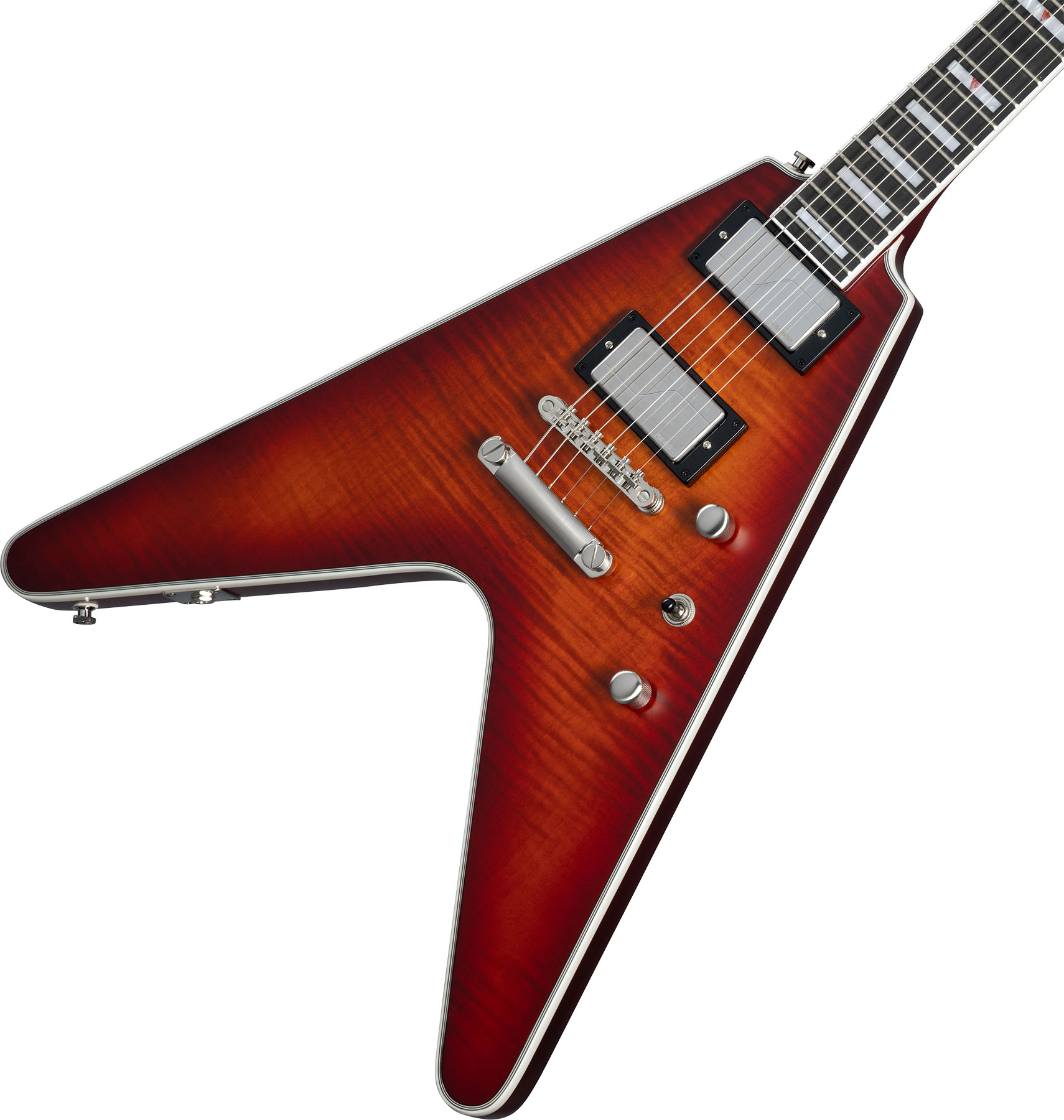 Epiphone Flying V Prophecy Modern 2h Fishman Fluence Ht Eb - Aged Bengal Tiger Burst - Retro rock electric guitar - Variation 3